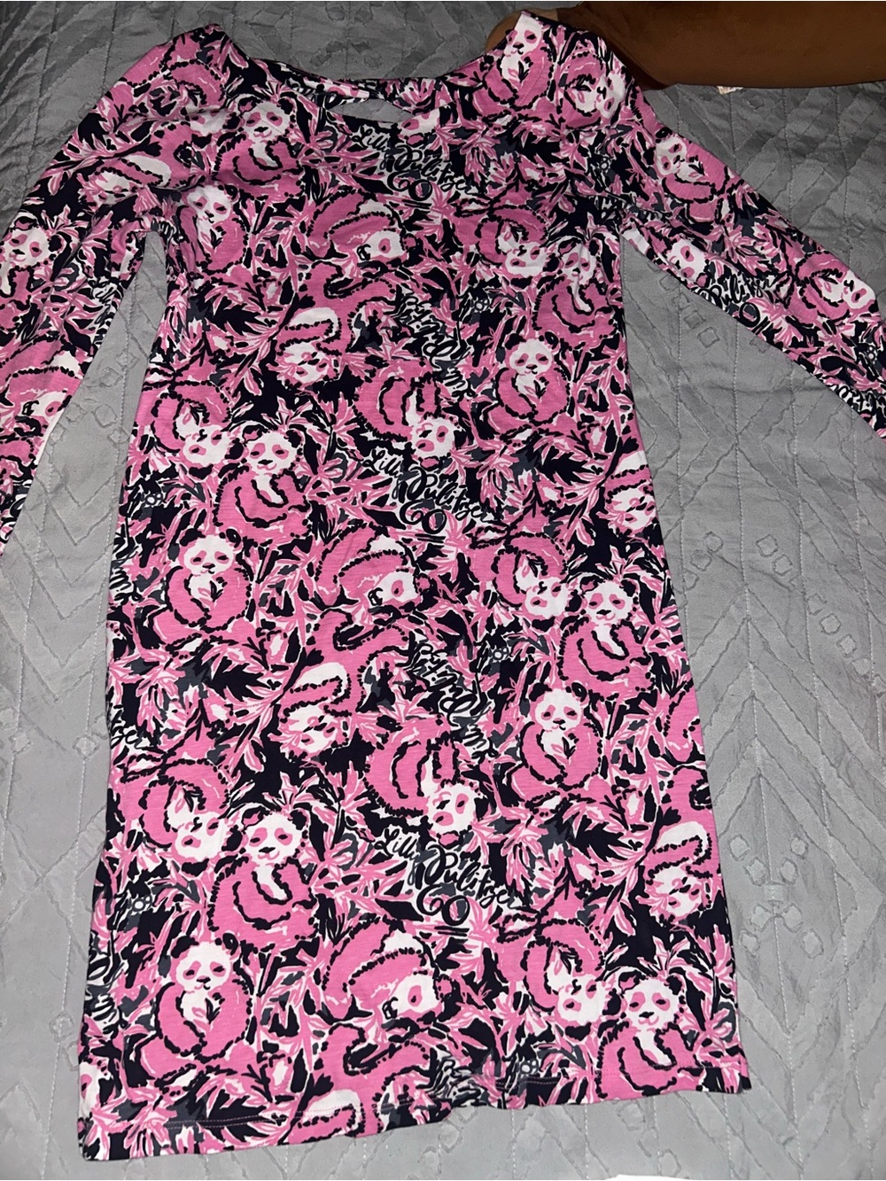 Lilly Pulitzer Pink and Navy Floral Quarter Sleeve Dress